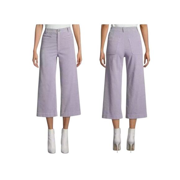 A.L.C. Jay Lavender Corduroy‎ Crop Wide Leg Pants Size 0 - Picture 1 of 9